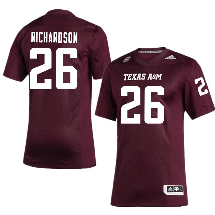 Men #26 Demani Richardson Texas A&M Aggies College Football Jerseys Sale-Maroon